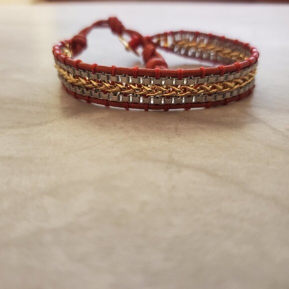 💖 Stella and Dot Braided Chain Button Toggle Box Chain Foundation Bracelet 💖 - Picture 1 of 8